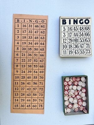 Vintage Bingo Game 1930s Milton Bradley #4148 Wood Pieces Cards