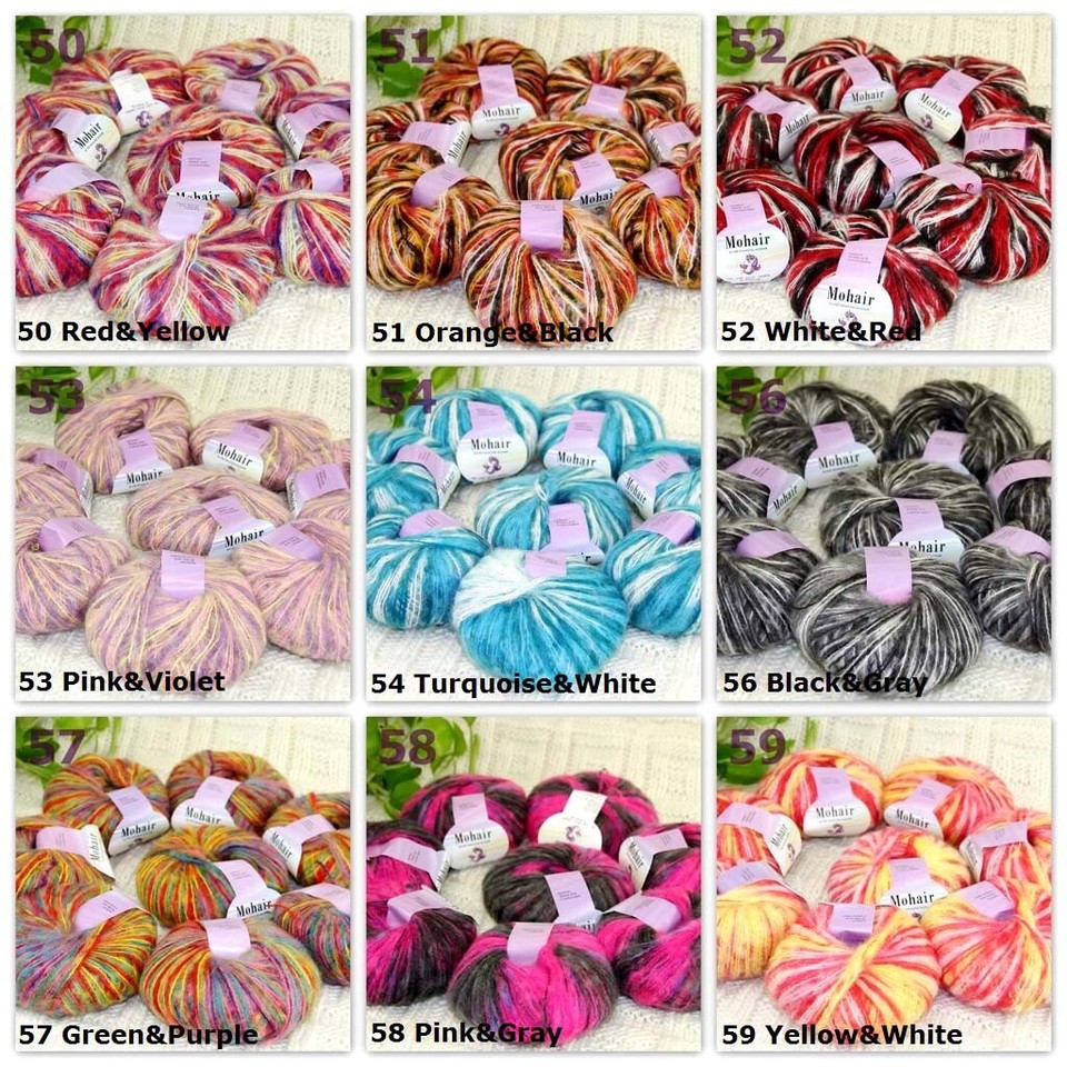 Sale 2BallsX25gr Fluffy Lace Mohair Warm Shawl Rugs Hand Knit Crocheted