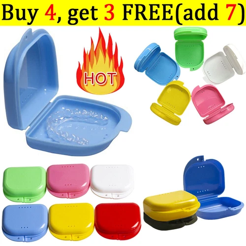 Clean Denture Bath Case Box Dental False Teeth Storage W/Hanging Net Container H - Picture 1 of 36