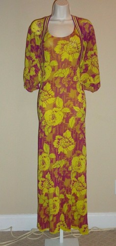 BEAUTIFUL JEAN PAUL GAULTIER FLORAL SLEEVELESS DRESS & MATCHING SHRUG SET - Picture 4 of 11