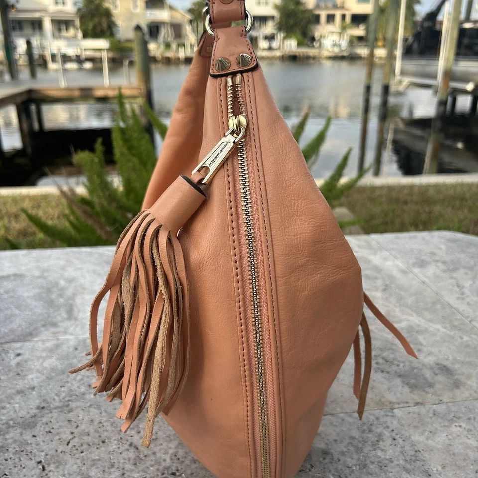 Bolso de Hombro Hobo Grande de Cuero Guijarro REBECCA MINKOFF - Melocotón Foto 4 de 4