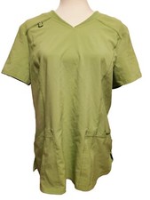 Scrubstar Scrub Top Women Large Green Front Pockets Badge Loop Nurse Ultimate