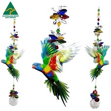 Large Rainbow Lorikeet Crystal Suncatcher bird, window hanging suncatchers gift