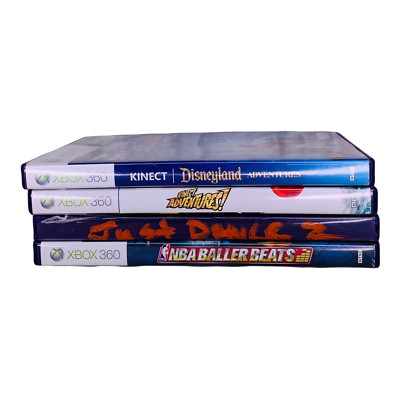 Lot of 4 Microsoft Xbox 360 Kinect Sensor Required Games NBA Just Dance Disney