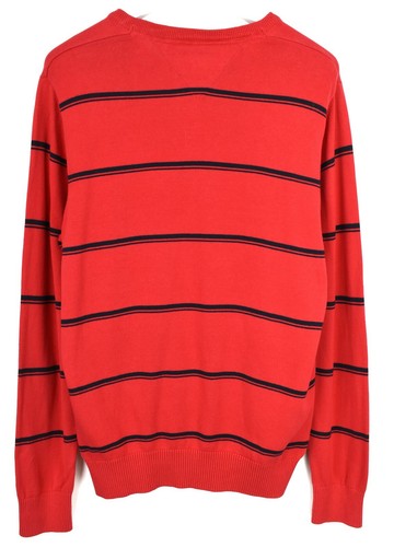 Tommy Hilfiger Maglione Uomo Grande Motivo a Righe Scollo V Elasticizzato - Foto 2 di 10