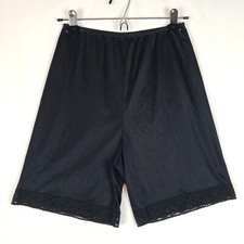 Vanity Fair Nylon Pettipants Small 18" Bloomer Granny Panty Blk Lace Trim