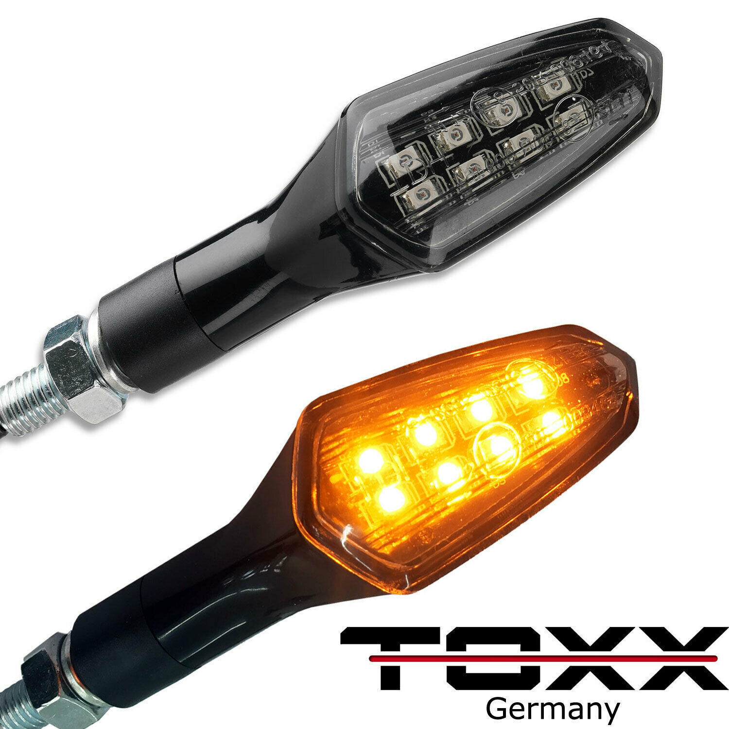 4 x ToXx LED Mini Blinker schwarz E-Zulassung Motorrad Roller Quad ATV Trike