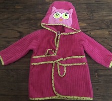 Hooded Bath Robe Baby Girl Size NB-9 Months NWOT Cute Owl Pink Okie Dokie