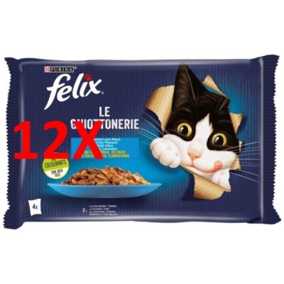 12 X Felix Le Ghiottonerie 4 Beutel À 85 Gramm 2 Lachs 2 Thunfisch