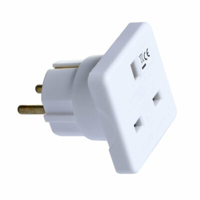 European To UK Plug Adapter, 2 Pin EU To 3 Pin UK Travel Plug Adaptor With 13A Fuse,Type C European Euro To UK Converter Plug Socket Adapter