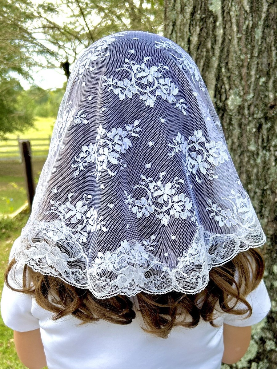 Mantilla Velo Chapel Spagnolo | Velo In Pizzo Per Chiesa | Prima Comunione | Messa Latina | Bianco/Nero - Foto 5
