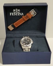 Festina 16170 Black Dial STEEL Quartz WRIST WATCH DATA box WRISTWATCH