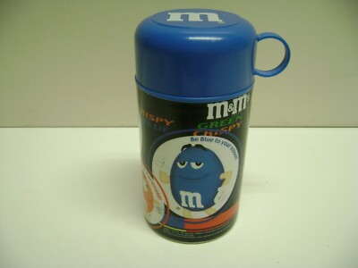 Collectable Plastic M &M's THERMOS, 6 3/4  Blue Insulated Container, A. Aronson