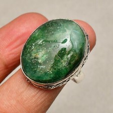 Green Aventurine Gemstone Handmade 925 Sterling Silver Jewelry Ring Size 8
