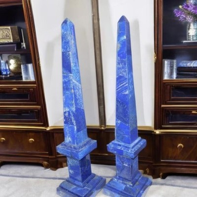 Exclusive - Lapis Lazuli Marble Obelisk - Premium Inlay Stone - Pair Obelisk