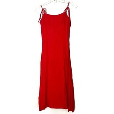 Reformation Hot Day Red Peach Tie Strap Midi Dress - 4
