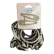 D'Bello Accessories 8-Piece Hair Accessory Set with Snap Clips and Scrunchies