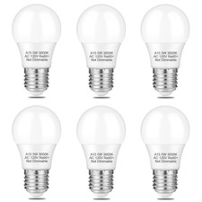 A15 LED Appliance Bulb 5W 450lm 3000K Warm White NonDimmable 6 Pack for Refrige