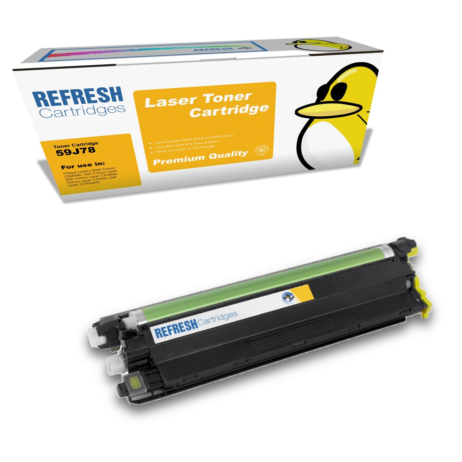 Refresh Cartridges Yellow Drum 593-BBEJ-Y Compatible With Dell Printers