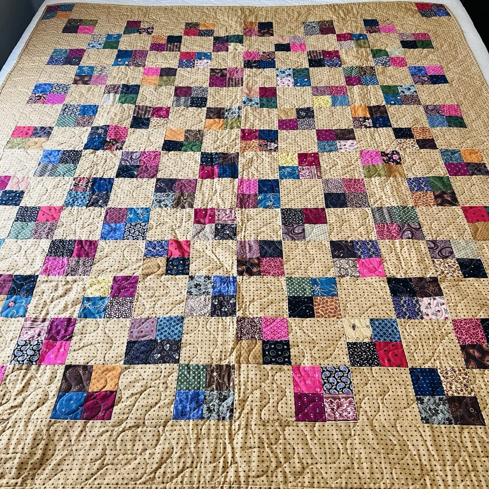 "Nuevo edredón de retazos hecho a mano - 55"" x 64""" Foto 3 de 4