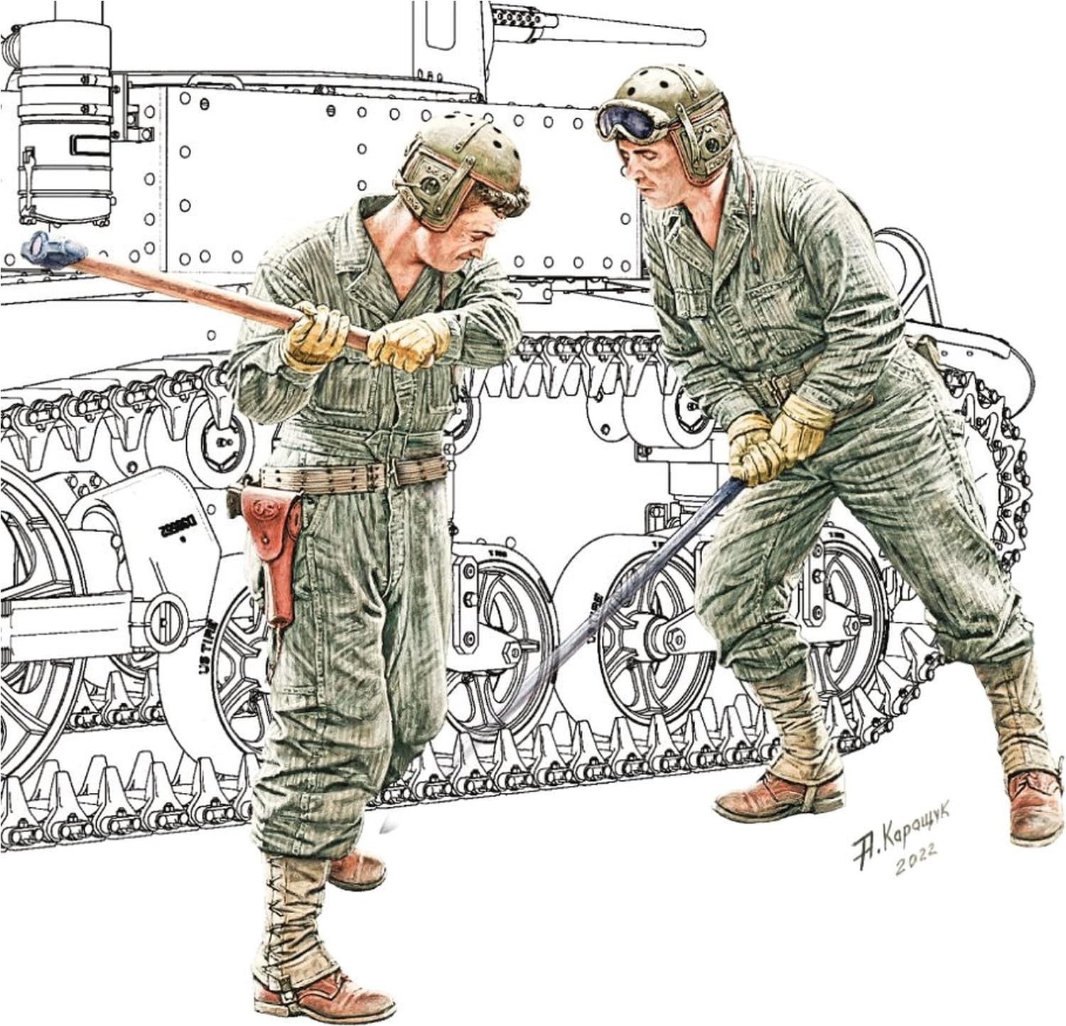 Mini Art 35481 1:35 US Panzer Mechaniker Crew (2) - originalgetreue Nachbildung