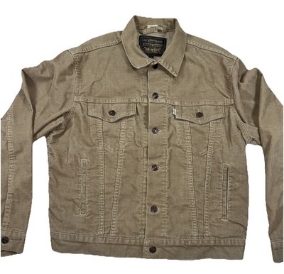 Vintage 1997 Levis White Tag Corduroy Trucker Jacket Button Up Light Brown Men M