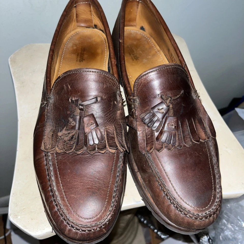 Allen Edmonds Zapatos Marrón Lowry Vibram GumLite Borla Mocasines Para Hombre 14M EE. UU. Foto 2 de 4