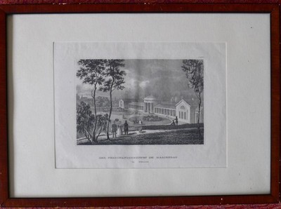 ''Ferdinandsbrunnen, Marienbad'' alte Lithografie