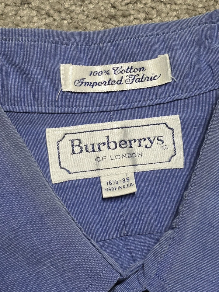 Vintage Burberrys Of London Shirt Mens 16.5 / 35 XL Blue Dress Button Up USA 90s - Image 4 of 4