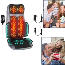 Neck Back Massager With Heat Full Body 3D Kneading Chair Pad for Home Office