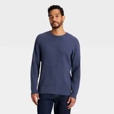 Men's Soft Knit Cable Sweater - Goodfellow & Co Navy Blue S
