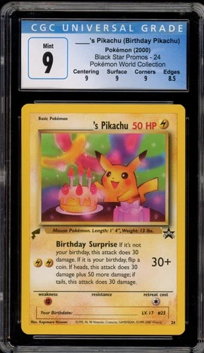 Pokemon Birthday Pikachu Pokemon World Coll. Black Star Promo #24 CGC 9 Mint