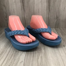 Vionic Flip Flops Womens 9 Kenji Blue Slip On Thong Sandals