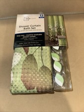 Mainstays 100 Polyester Fabric Shower Curtain Bath Set 13 Piece Botanical Green