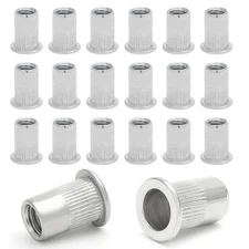 50PCS M6 Stainless Steel Threaded Insert Rivet Nut, M6-1.0Mm Rivnuts Flat Head R