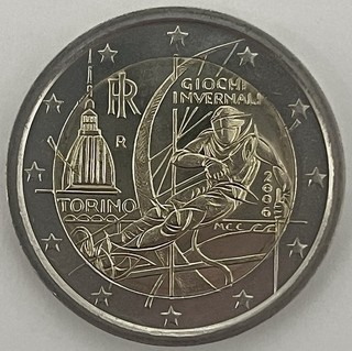 2 Euro Gedenkmünze Italien 2006 Olympische Winterspiele Turin/G. Invernali unz