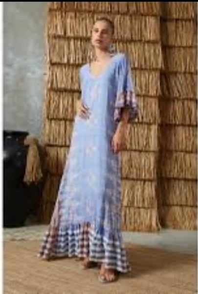 Erika Pena Size S / M Mya Dress in Denim Blue Maxi Bohemian Casual
