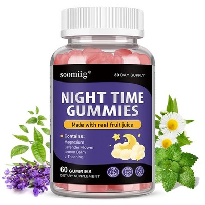 Soomiig Night Time Gummy Magnesium L-Theanine Lavender Lemon Balm Sleep Support