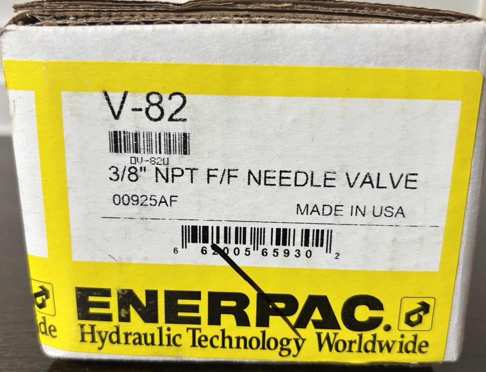 NEW In Box Enerpac V82 Needle Valve 3/8 in NPTF Oil Port