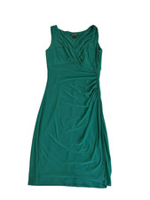 Lauren Ralph Lauren Sleeveless Sheath Dress Womens Green Ruched Faux Wrap Sz 4