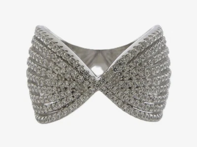 Sterling Silber 925 Damen C Z Crossover Pave Cocktail Ring Gr. 7 - Bild 1 von 4