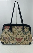 Rare Brighton Women's Cream Butterflies Flowers Needlepoint Shoulder Bag NWD