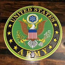 New United States Army Tin Metal Sign 12 Inch Round Made In USA 1999