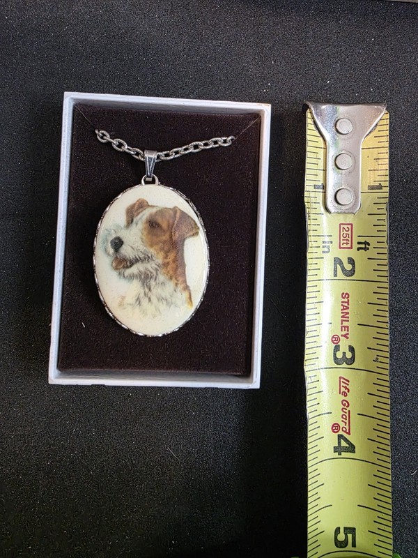  Dog Cameo Necklace Pendant  Jack Russell Terrier or Fox Terrier 