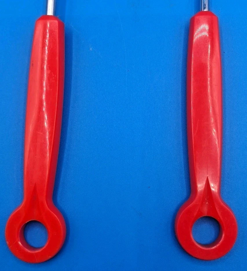 Espátula y tenedor de parrilla de barbacoa cromados Ekco de colección mango largo naranja MCM 70s 80s Foto 2 de 4