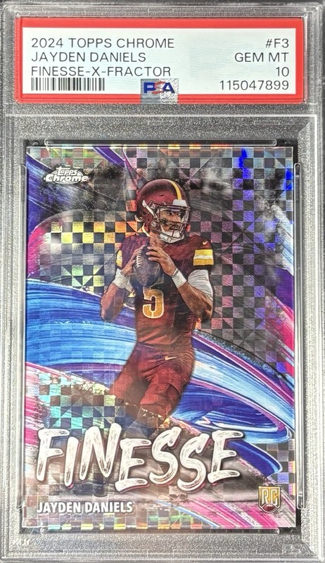 Jayden Daniels 2024 Topps Chrome Finesse X Fractor Rookie RC PSA 10 SP