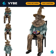 4.5ft Scary Sitting Scarecrow Animatronic Halloween Decoration - Spooky Prop