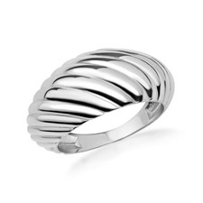 .925 Sterling Silver Ribbed Dome Ring
