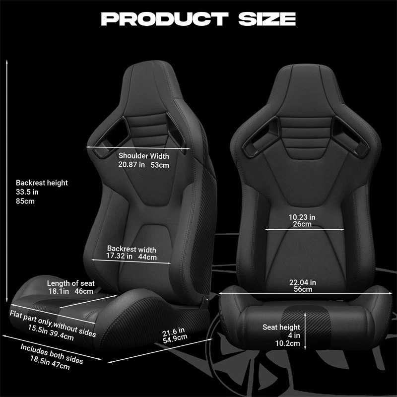 Par de asientos de carreras reclinables para Ford PVC cuero con asientos de cubo de doble deslizamiento Foto 3 de 4