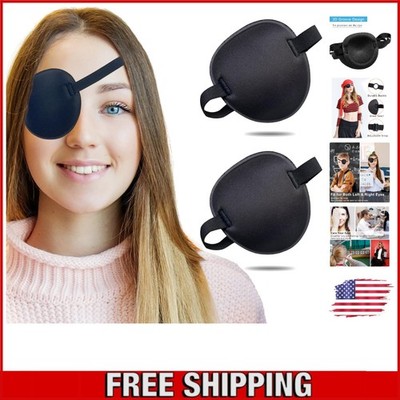 Comfortable Adjustable Eye Patches for Left or Right Eye - Black, 2 Pack